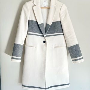 Club Monaco Women White gray stripes coat size XS